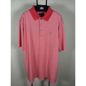 Jack Nicklaus Coral & White Striped Golf Polo Shirt Golden Bear Short Sleeve XL